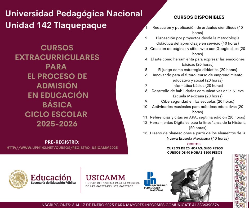 Convocatoria de Cursos Extracurriculares para el Proceso de Admisión en Educación Básica Ciclo Escol